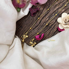 Vriksham Trio Floral Ad Stone Shape With Gold Drop Gold Look Alike Anklets-Red Green & White-G20691