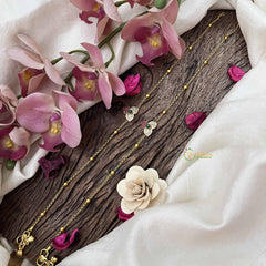 Vriksham Trio Floral Ad Stone Shape With Gold Drop Gold Look Alike Anklets-Red Green & White-G20691