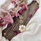 Vriksham Peacock Round With Gold & Pearls Drop Gold Look Alike Anklets-Red Green & White-G20694