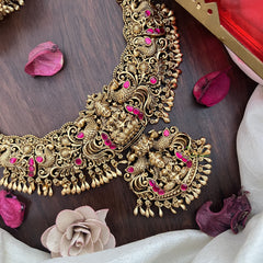 Vriksham Lakshmi Dual Peacock Pendant Long Neckpiece-Red-G17866