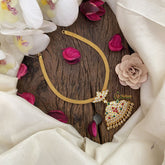 Vriksham Unique AD Stone Pendant Addigai-White Red & Green-G17111