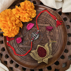 Vriksham Rakshabandhan Sliver Plated Swastika Rakhi-RB177