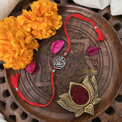 Vriksham Rakshabandhan Sliver Plated Ganesha Design Rakhi-RB186