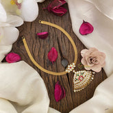 Vriksham Exquisite AD Stone Addigai Short Neckpiece-Red Green-G17117