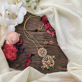 Vriksham Designer Coral Stone Pendant Chain-Green Bead-G15711