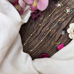 Vriksham Classic Look Floral With Gold Drop Gold Look Alike Anklets-Red Green & White-G20693