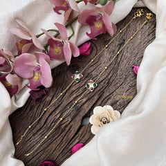 Vriksham Classic Look Floral With Gold Drop Gold Look Alike Anklets-Red Green & White-G20693