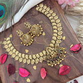 Vriksham Lakshmi Pendant Short Kaasumala-Lakshmi Coin Neckpiece-Gold Bead-G18143