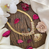 Vriksham Gold Look Alike AD Stone Pendant Short Neckpiece-Red-G17101