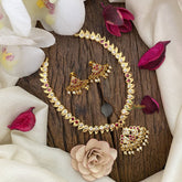 Vriksham Gold Look Alike AD Stone Pendant Maanga Short Neckpiece-Red-G17104