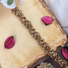 Vriksham Lakshmi Dual Elephant Long Neckpiece-Red Green-Pastel Green Bead-G17868