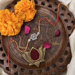 Vriksham Rakshabandhan Sliver Plated Floral Rakhi-RB175