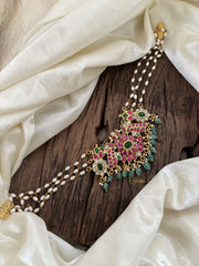 Layered Pearl Jadau Kundan High Neck Choker -J1802