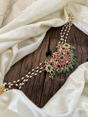 Layered Pearl Jadau Kundan High Neck Choker -J1802