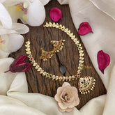 Vriksham Gold Look Alike AD Stone Pendant Maanga Short Neckpiece-Red Green-G17103