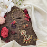 Vriksham Designer Coral Stone Pendant Chain-Golden Bead-G15720