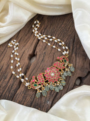 Layered Pearl Jadau Kundan High Neck Choker -J1804