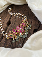 Layered Pearl Jadau Kundan High Neck Choker -J1804