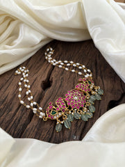 Layered Pearl Jadau Kundan High Neck Choker -J1804