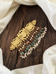 Premium Jadau Kundan High Neck Choker -Pastel Green Bead-J1822