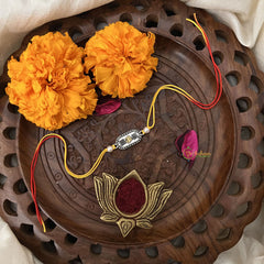 Vriksham Rakshabandhan Sliver Plated Om With Swastik Rakhi-RB174