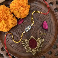 Vriksham Rakshabandhan Sliver Plated Om With Swastik Rakhi-RB174
