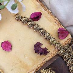 Vriksham Dual Peacock Lakshmi Pendant Long Neckpiece-Gold Bead-G17871