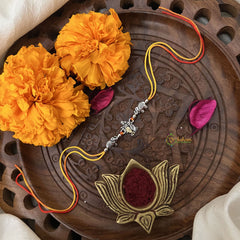 Vriksham Rakshabandhan Sliver Plated Radha Krishna With Dual Elephant Rakhi-RB160