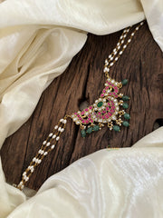 Layered Pearl Jadau Kundan High Neck Choker -J1805