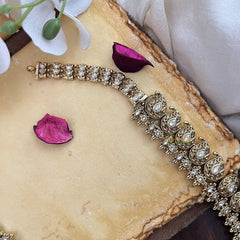 Vriksham Dual Peacock Maanga Long Neckpiece-White-Pastel Green Bead-G17872