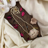 Vriksham AD Stone Lotus Pendant Pearl Mala-Red-G17130