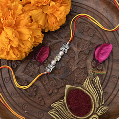 Vriksham Rakshabandhan Sliver Plated Floral With Ganapati Rakhi-RB171