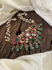 Layered Pearl Jadau Kundan High Neck Choker -J1807