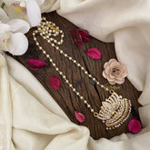 Vriksham AD Stone Lotus Pendant Pearl Mala-White-G17129