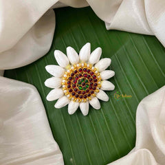 Vriksham Jasmine Bud Hair With Traditional Kemp Stone Medallion Flower Accessories-KH1269