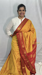 Vriksham Haldi Yellow With Red Border-Kalyani Cotton Saree-VS4169