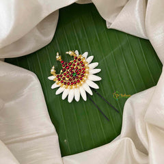 Vriksham Jasmine Bud & bHalf Moon Kemp Stone U-Pin Flower Accessories-KH1272