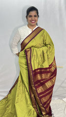 Vriksham Olive Green With Maroon Border-Kalyani Cotton Saree-VS4173