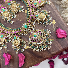 Vriksham Exquisite Short Guttapusalu Neckpiece-Rice Pearls-G18147