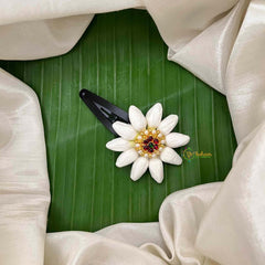 Vriksham Minimalist Jasmine Bud & Red Green Kemp Stone Tic Tac Clip Flower Accessories-KH1277