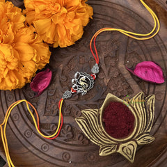 Vriksham Rakshabandhan Sliver Plated Peacock Rakhi-RB157