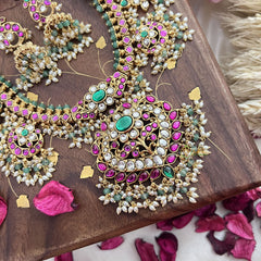 Vriksham Elegant Short Guttapusalu Neckpiece-Rice Pearls-G18148