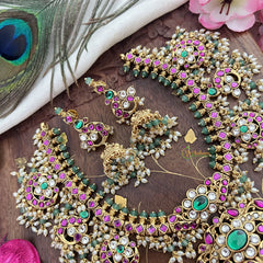 Vriksham Elegant Short Guttapusalu Neckpiece-Rice Pearls-G18148