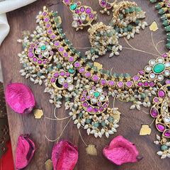 Vriksham Elegant Short Guttapusalu Neckpiece-Rice Pearls-G18148