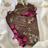 Vriksham Elegant Red Stone Pendant Chain-Green Bead-G15708