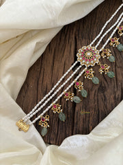 Layered Pearl Jadau Kundan High Neck Choker -J1812