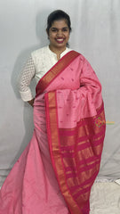 Vriksham Light Pink With Rani Pink Border-Kalyani Cotton Saree-VS4172