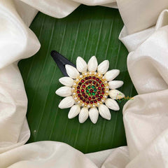 Vriksham Jasmine Bud & Red Green Kemp Stone Tic Tac Clip Flower Accessories-KH1276