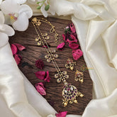 Vriksham Elegant Red Stone Pendant Chain-Golden Bead-G15703