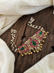 Layered Pearl Jadau Kundan High Neck Choker -J1813